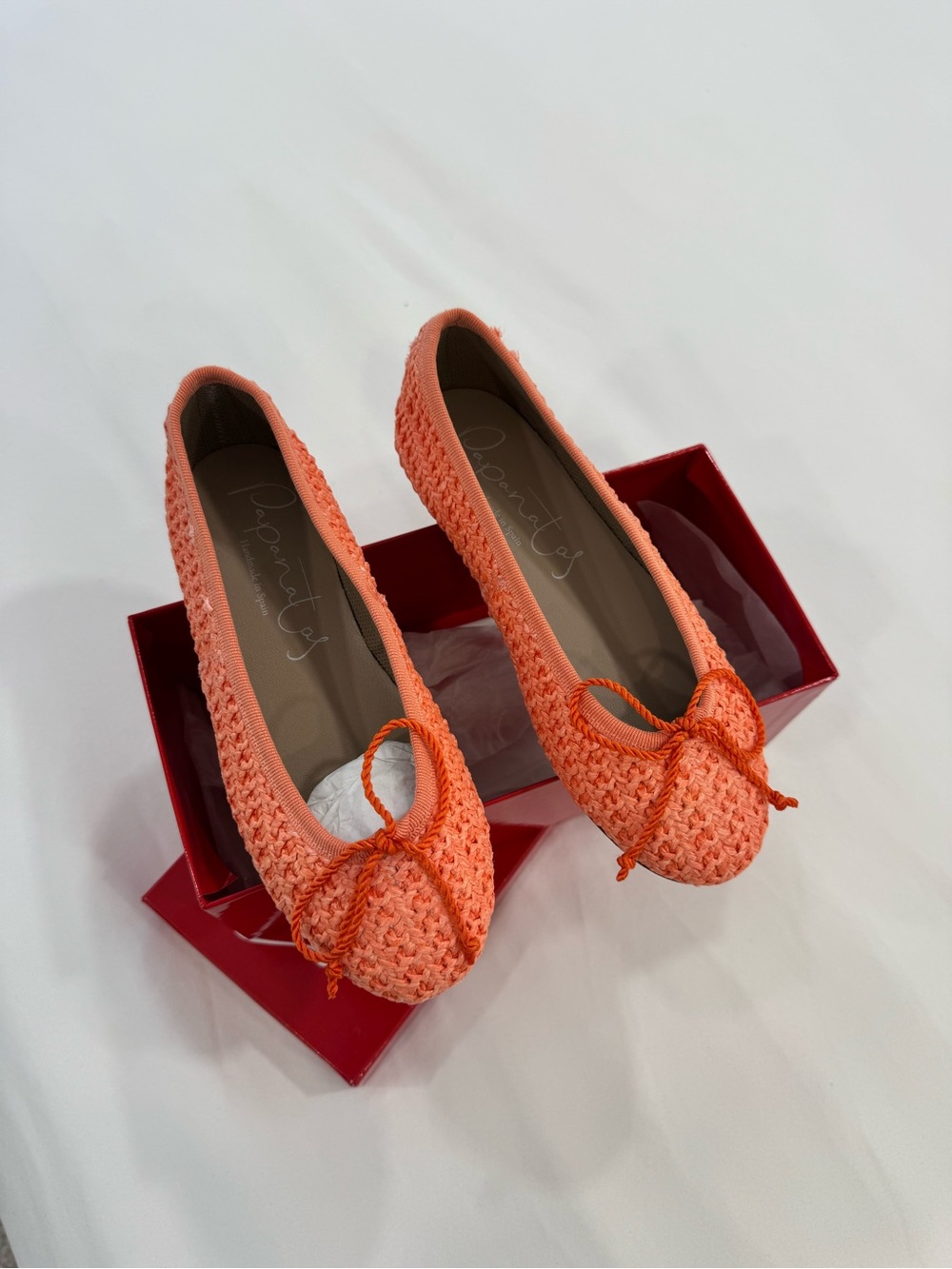 Papanatas woven orange ballet flats for Girls size 33 New in box